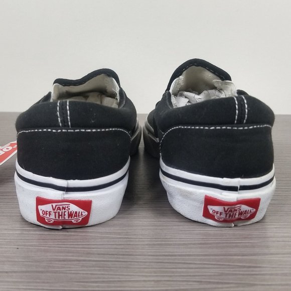 Vans Kids Slip-On Sneaker, Black & White Fabric, Childrens Size 1.5 - Picture 5 of 13
